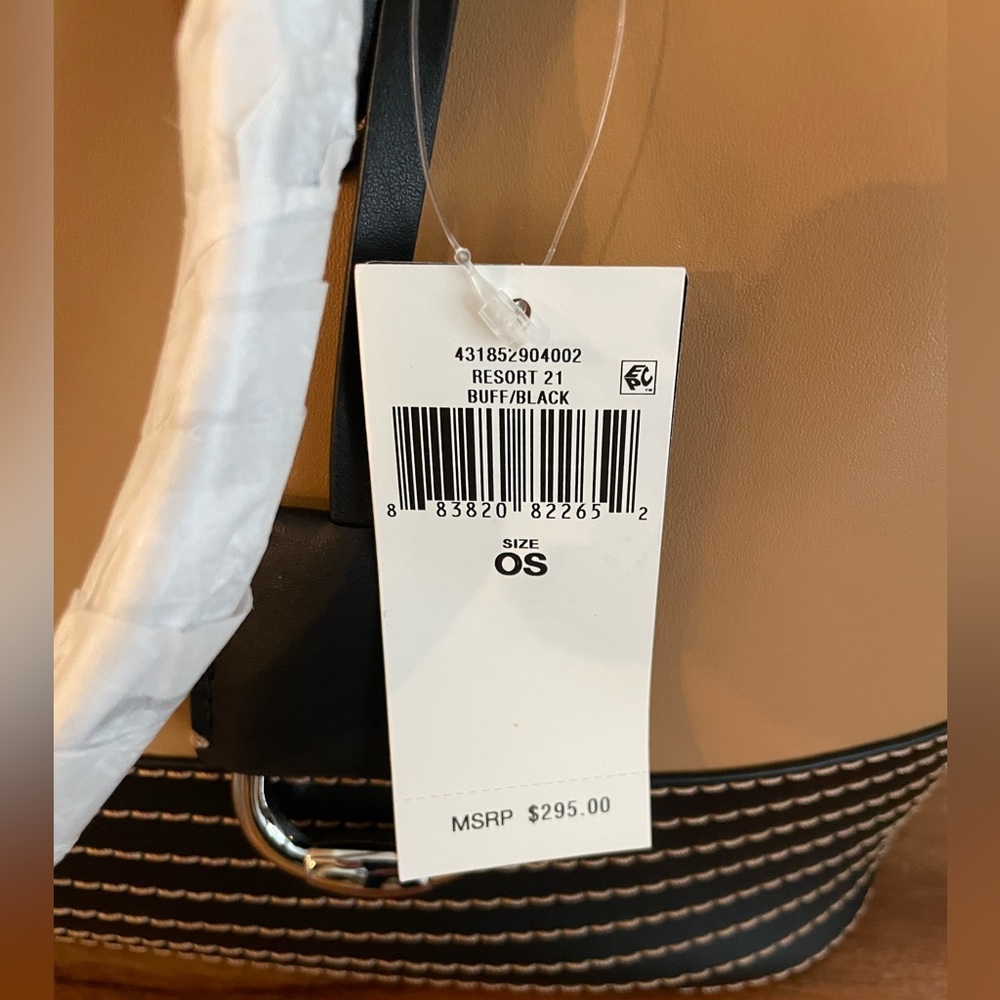 NWT Ralph Lauren Stitched Leather Marcy Bag in Buff / Black - Picture 6 of 8